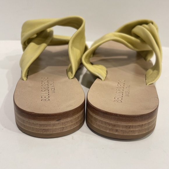 Bells & Becks Azura Butter Yellow Leather Slip On Twist Slide Sandal Size 38 7.5 - Picture 3 of 13